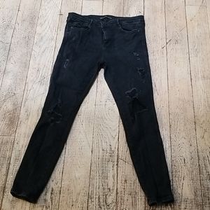 Zara Trafaluc Black Distressed Denim Skinny Jeans